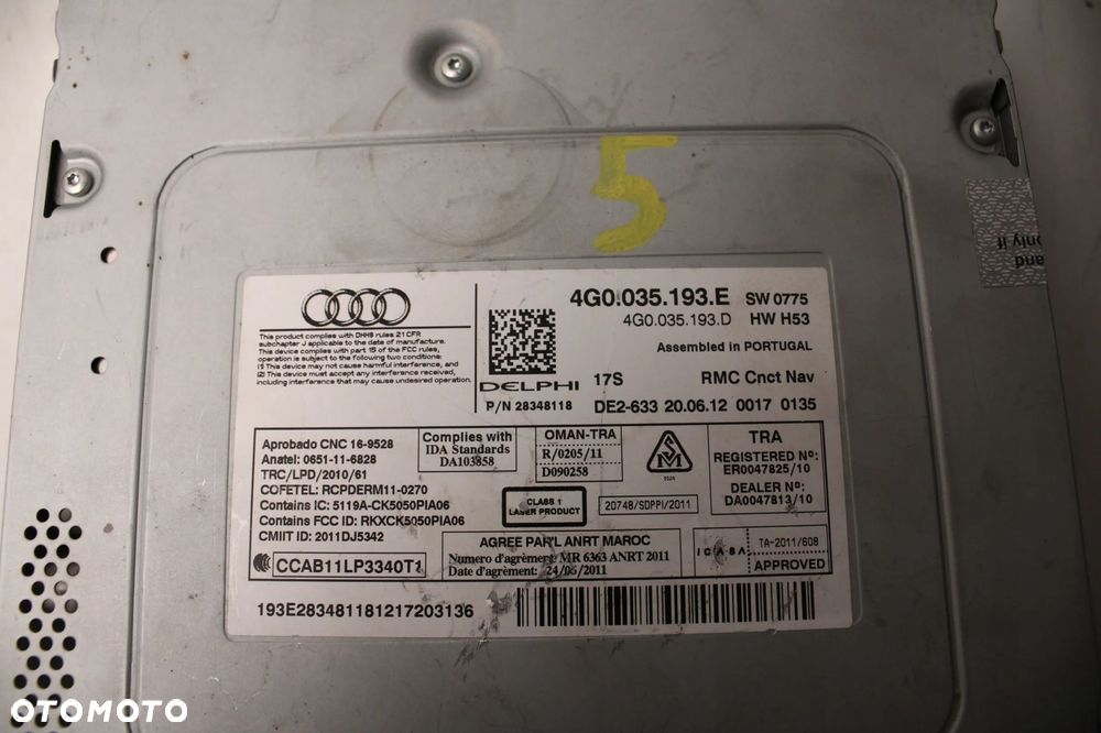 AUDI A7 C7 4G 10R- RADIO RADIOODTWARZACZ NAWIGACJA CZYTNIK 4G0035193E - 2