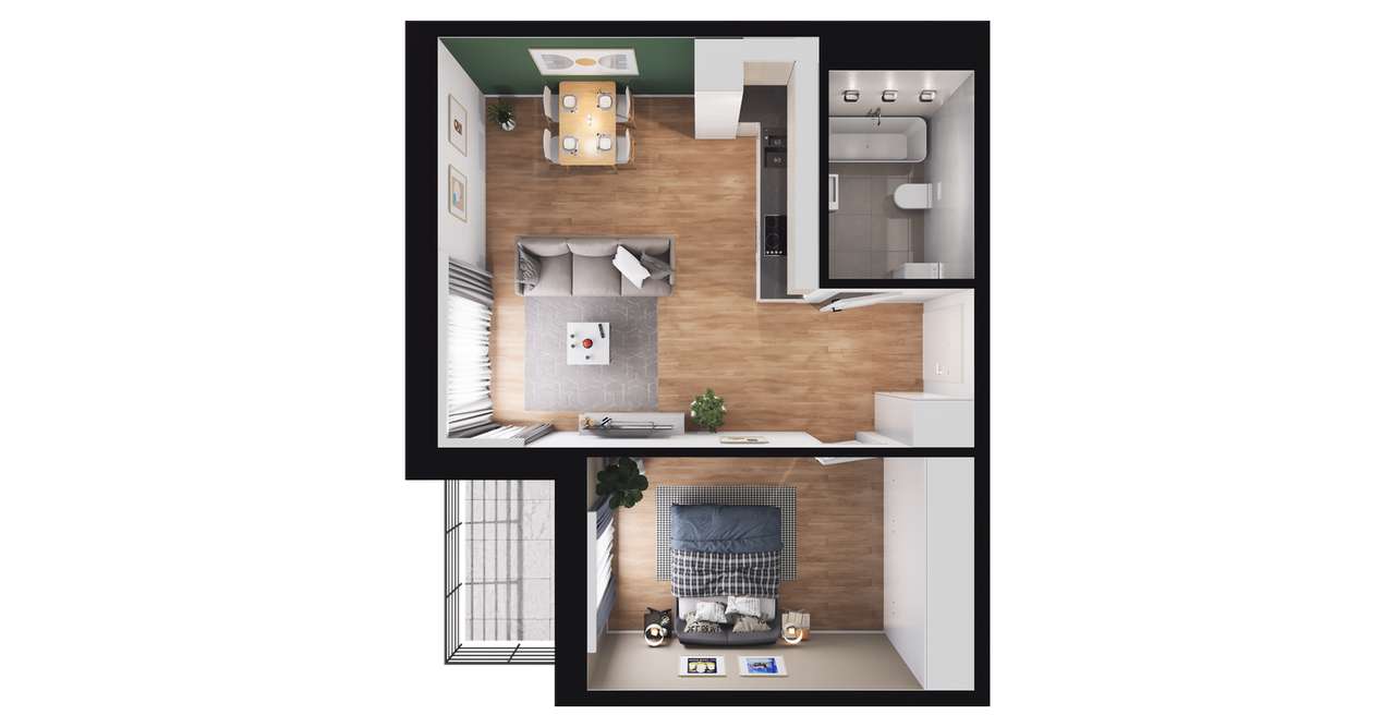2-pokojowe mieszkanie 43m2 + balkon Bezpośrednio - Pełny obrazek: 3/24