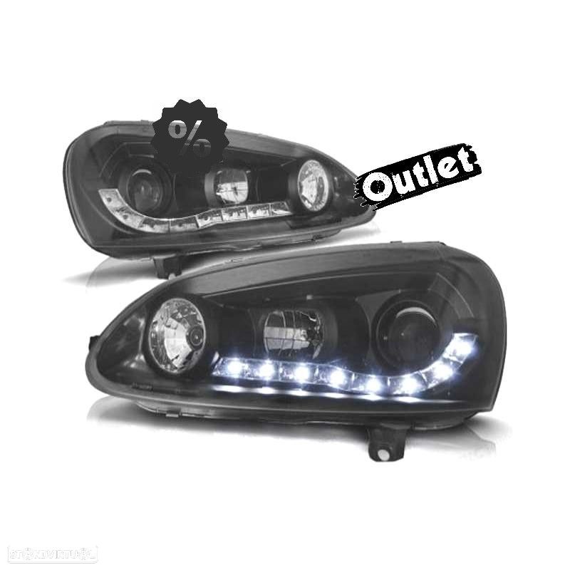 R145322C1 FAROL ESQUERDO PARA VOLKSWAGEN VW GOLF MK5 03-08 FUNDO PRETO LUZ DIURN - 1