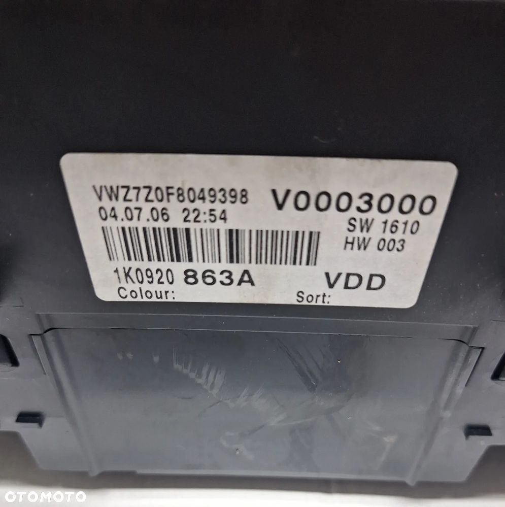 LICZNIK ZEGARY 1K0920863A VW GOLF PLUS 1.4B EUR - 3