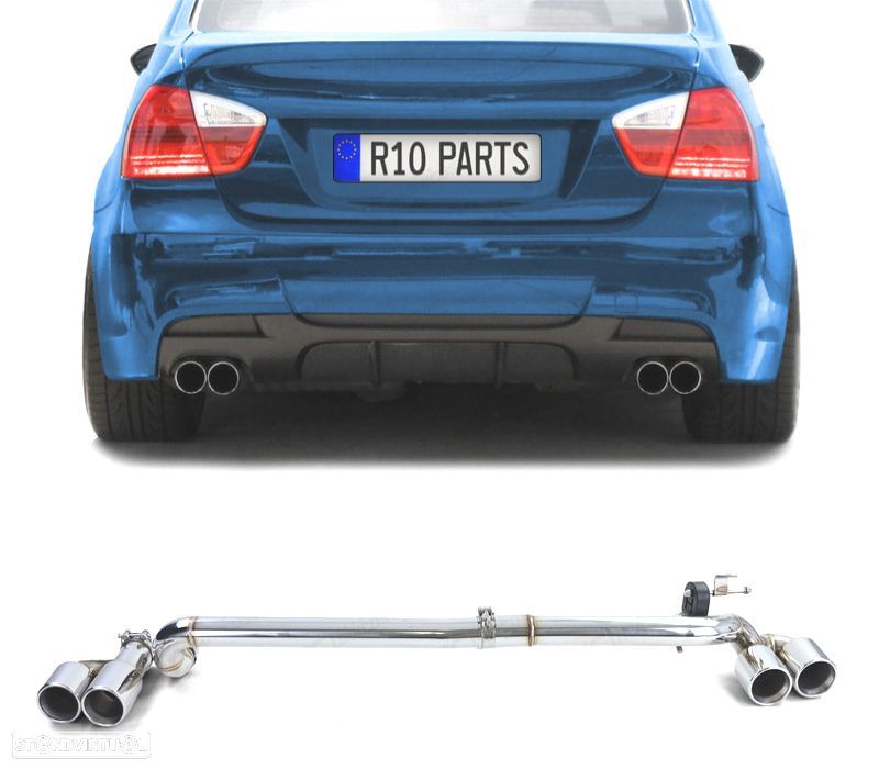 JOGO DE CONVERSÃO 4 TUBOS DE ESCAPE BMW E90 E91 LOOK M DUPLO AMBOS LADOS - 1