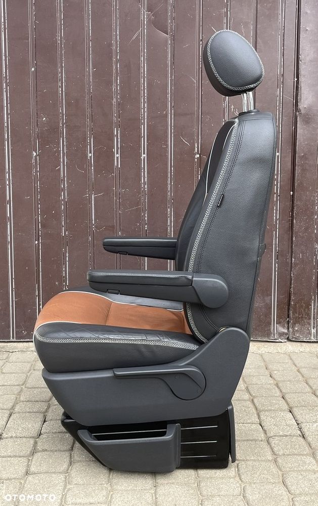 FOTEL LEWY KIEROWCY PRAWY PASAŻERA JEDYNKA PRZÓD PRZEDNI SKÓRA ANTRACYT TEAK VW T5 LIFT T6 CARAVELLE MULTIVAN PAN AMERICANA TRANSPORTER EU - 8