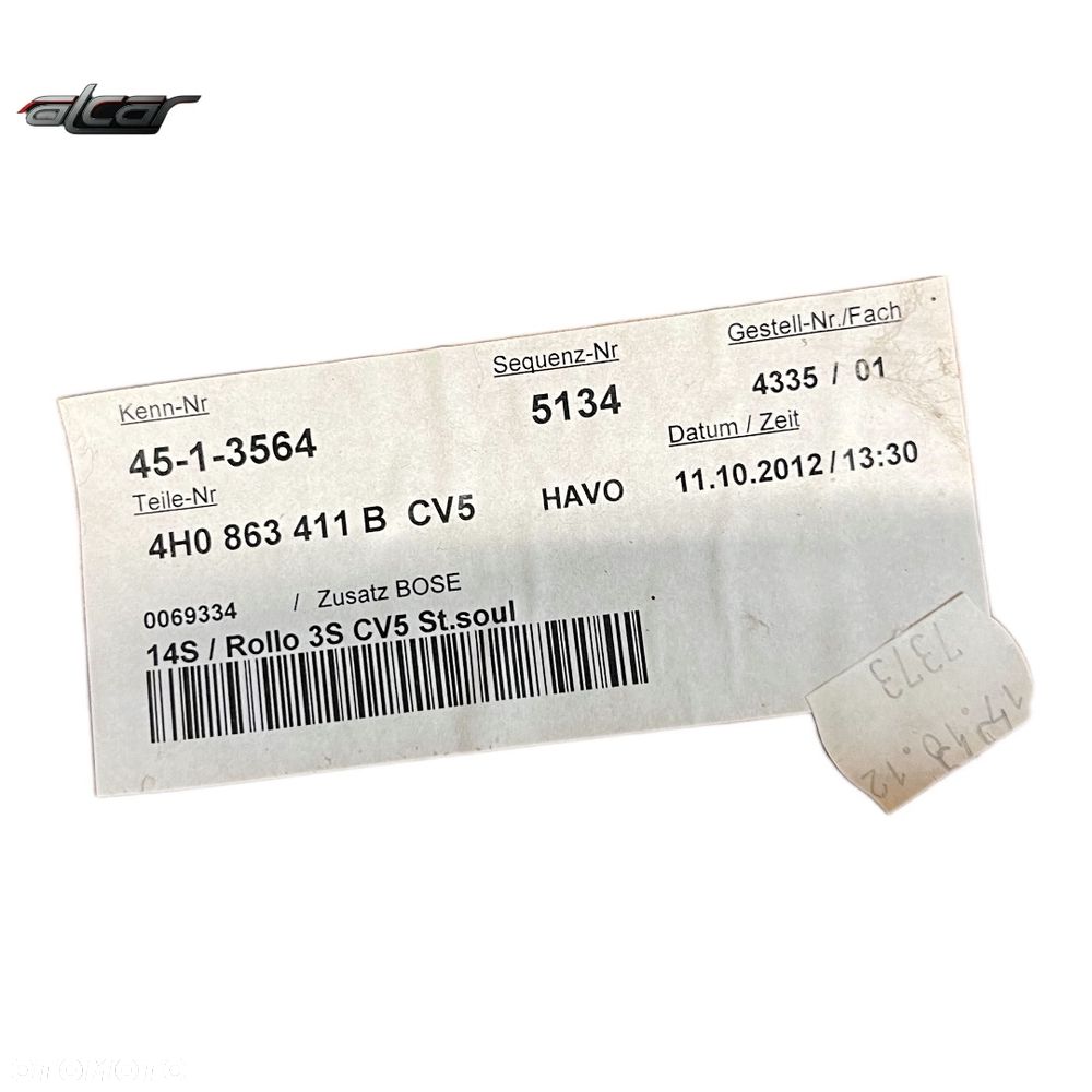 PÓŁKA TYLNA AUDI A8 D3 4H0 863 411 B - 3