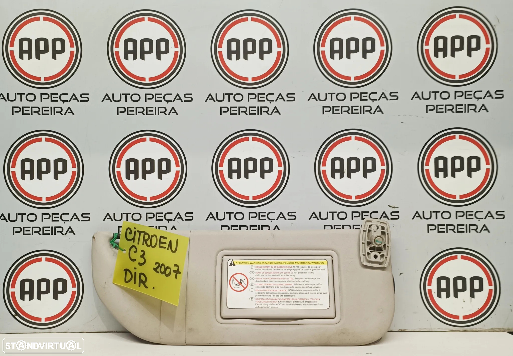 Palas sol esquerda e direita Citroen C3 de 2007. - 2