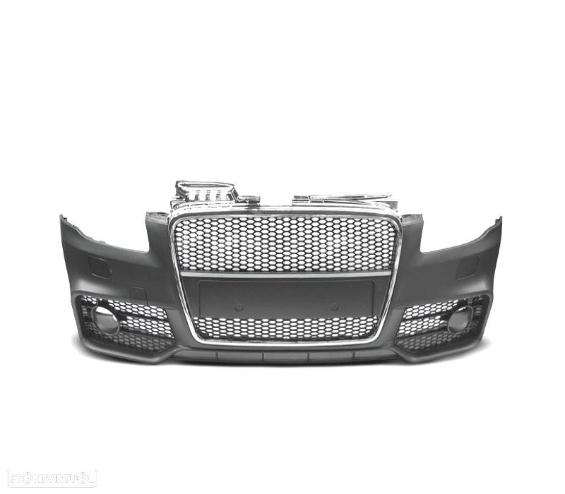 PARÁ-CHOQUES FRONTAL AUDI A4 B7 LOOK RS4 04-07 SEM PDC GRELHA CROMADA PRETA SRA - 2