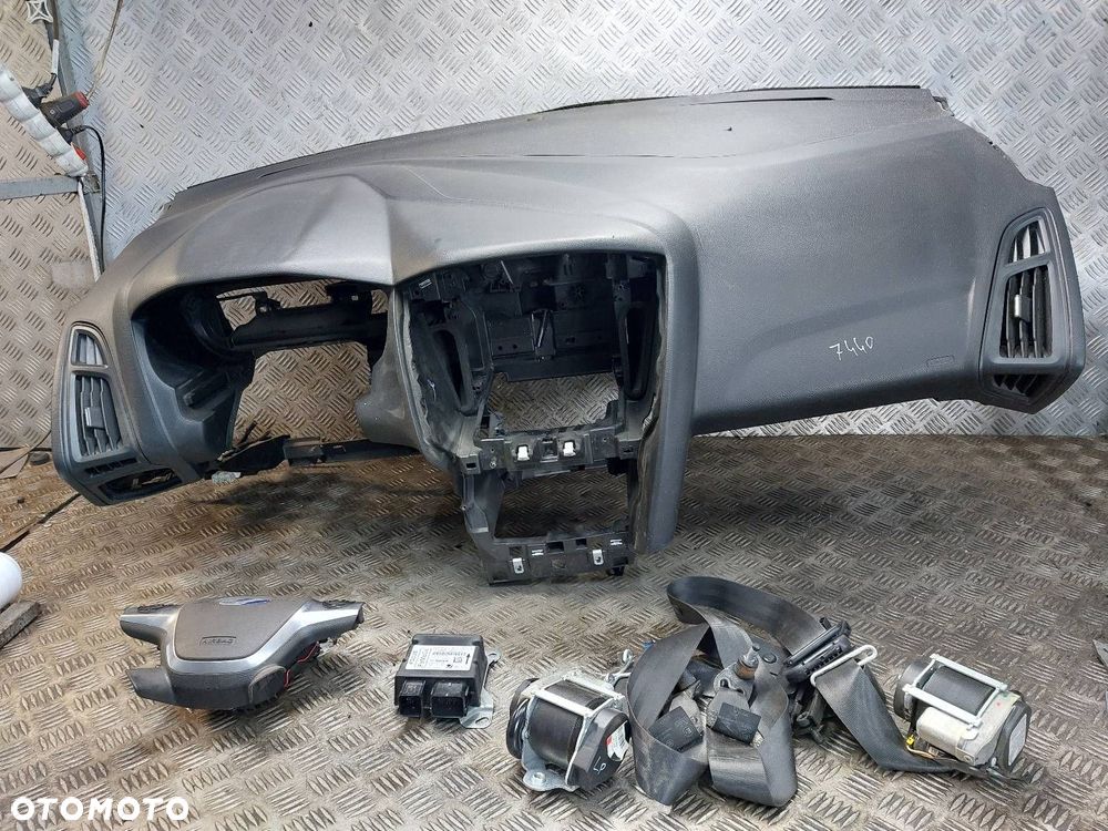 ZESTAW AIRBAG KOKPIT DESKA MODUŁ PODUSZKI PASY KOMPLET FORD FOCUS MK3 - 1