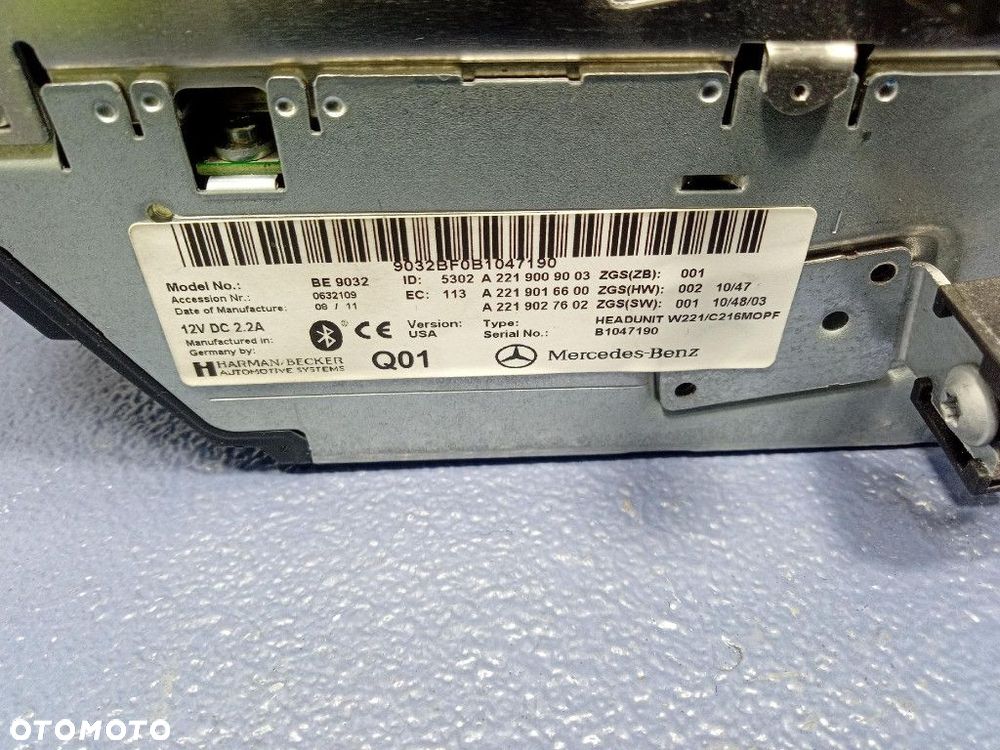 MERCEDES S-KLASA W221 LIFT 09-13 RADIO I NAWIGACJA A2219027602 - 4