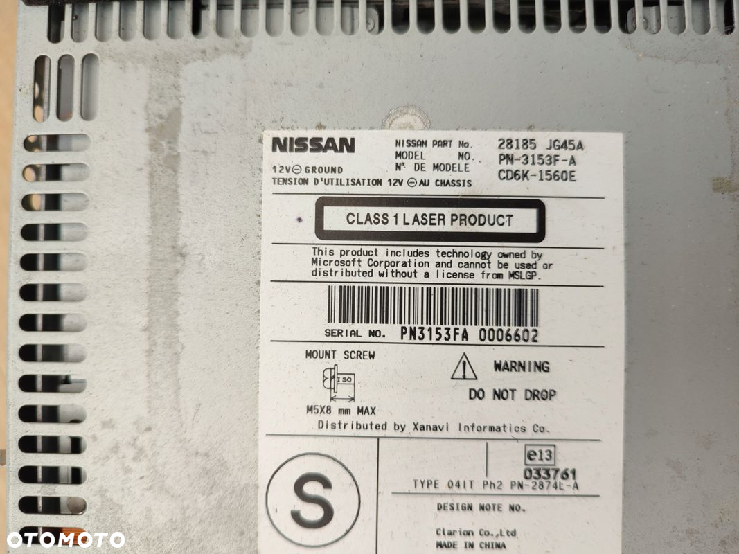 Radio nawigacja NISSAN QASHQAI I J10 28185JG45A 06-10 - 5