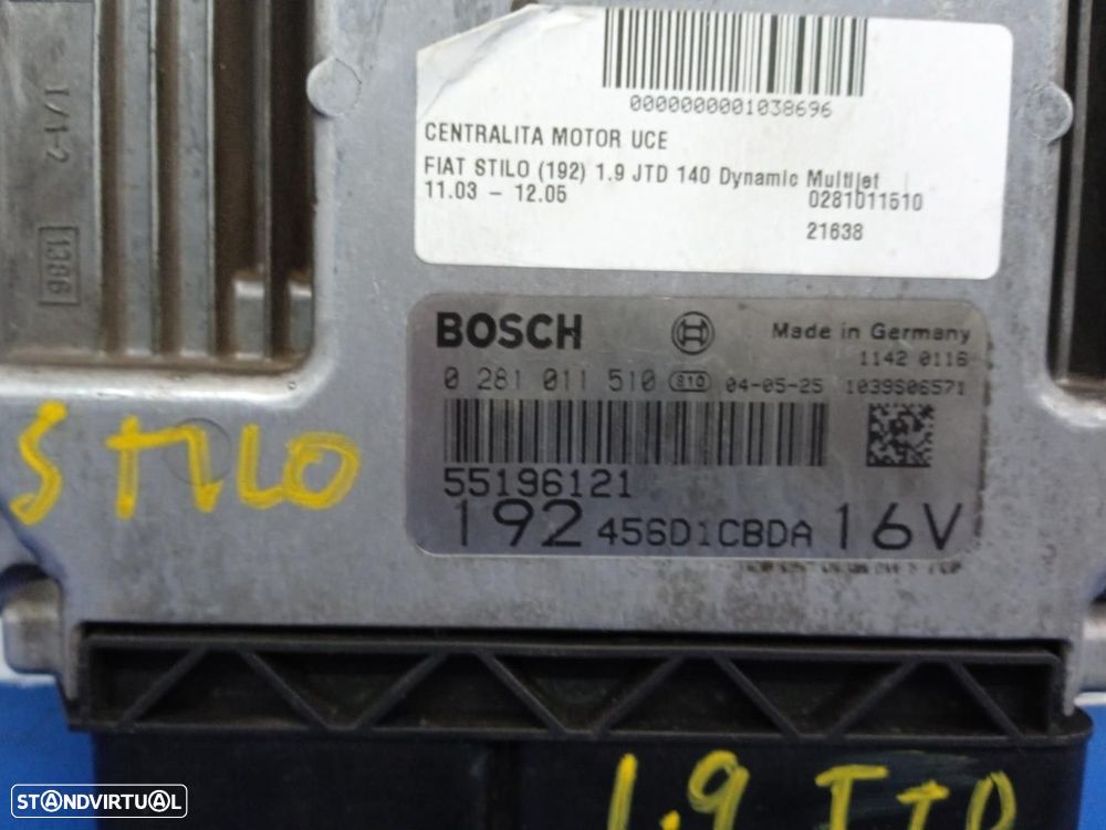 CENTRALINA MOTOR UCE FIAT STILO 2004 -0281011510 - 2