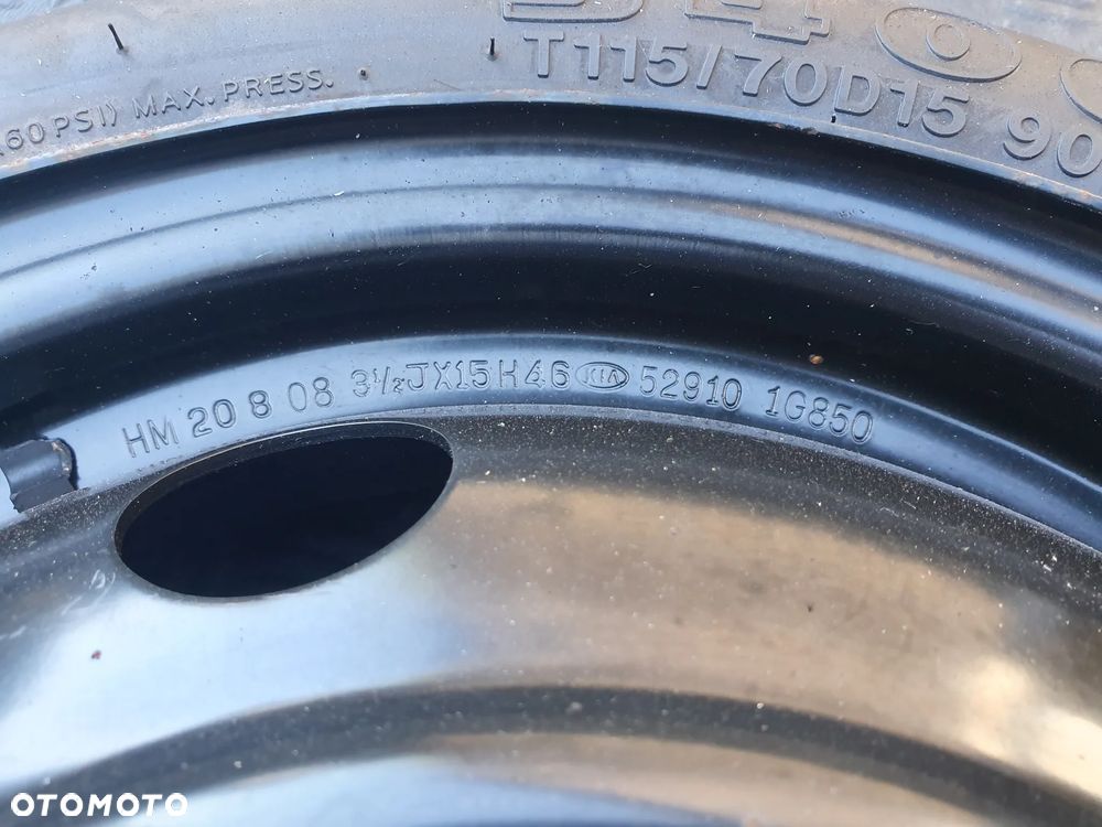 NOWE KOŁO DOJAZDOWE ZAPASOWE HYUNDAI I20 3.5JX15 4X100 115/70 R15 529101G850 - 4