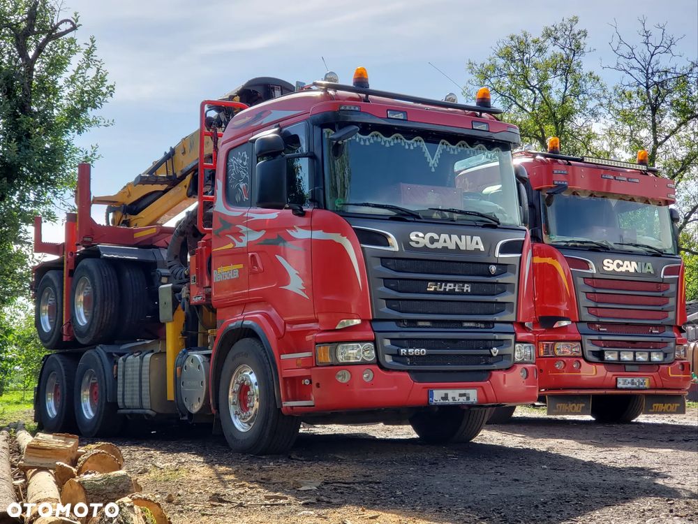 Scania R580 V8 2016r Scania R560 V8 2014r Scania R500 V8 2013r do drewna drzewa lasu dłużycy kłody dźwig epsilon loglift wózek doll huttner przyczepa do transportu drewna - 13