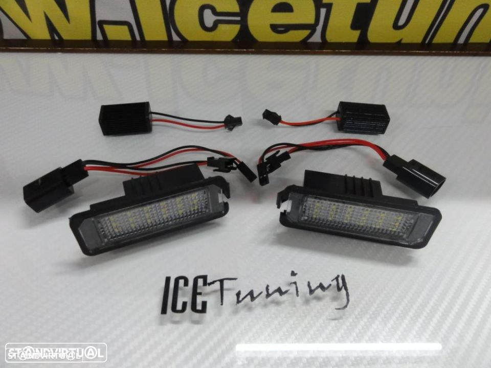 Suporte De Lampada De Matricula Com Led Branco Seat Altea, Altea XL, Exeo, Exeo ST, Ibiza 6J, Leon 1P, Bentley Continental Flying, GT, GT speed, GTC speed, Porsche Carrera GT, 911 Carrera 996, 997, GT2, GT3, 987, Cayene 9PA, Cayman 987C, Boxster, Audi TT,  VW Polo 6N2, 9N,9N3, Beetle, Passat B6, B7, EOS, Golf 4, 5, 6, 7, Lupo, Passat 3C, CC - 2