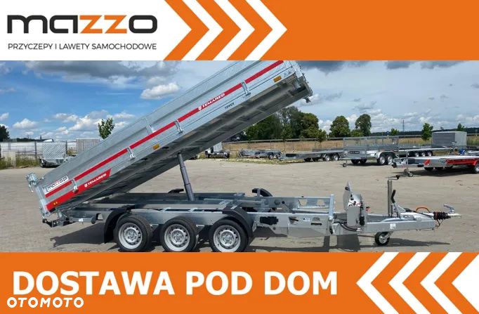 TEMARED Przyczepa wywrotka 405x199x30cm DMC3500kg pompa ręczna i elektryczna, 3-stronny wywrot hydrauliczny! - 1