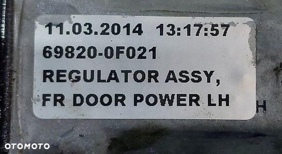 podnośnik szyby przód lewy toyota verso 09-18r 69820-0f021 - 3