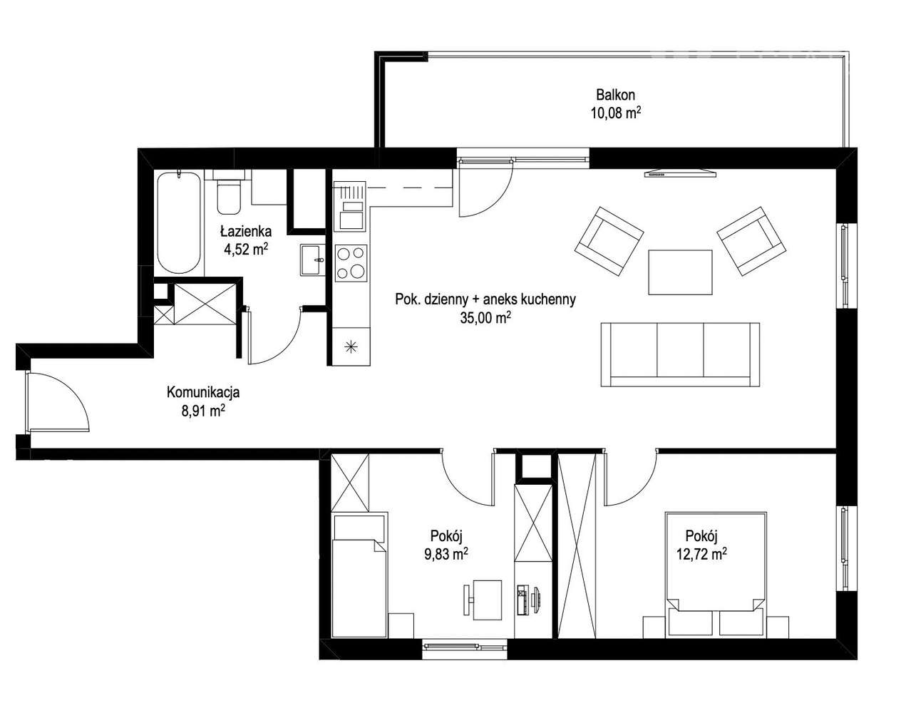 3 pokoje | 71 m² | balkon | stan deweloperski | Podgórze