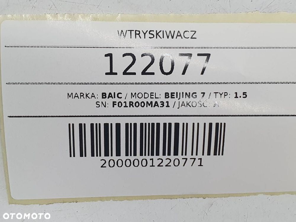 WTRYSKIWACZ 1.5 BENZYNA F01R00MA31 BAIC BEIJING X75 7 2024 - 5