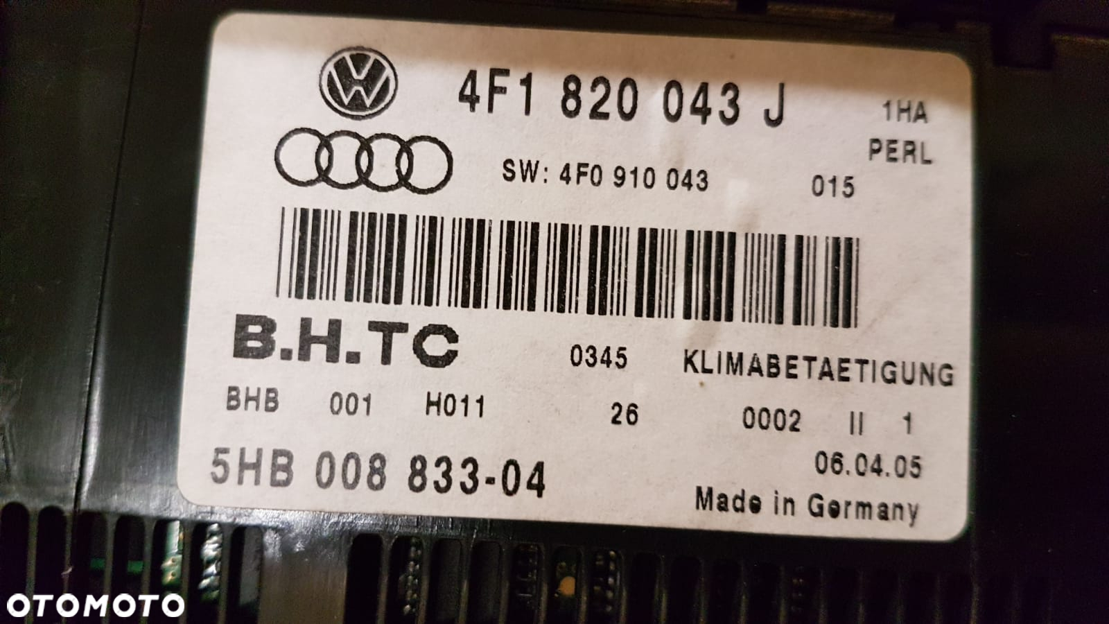 Panel nawiewu klimatyzacji AUDI A6 C6 4F1820043J - 2