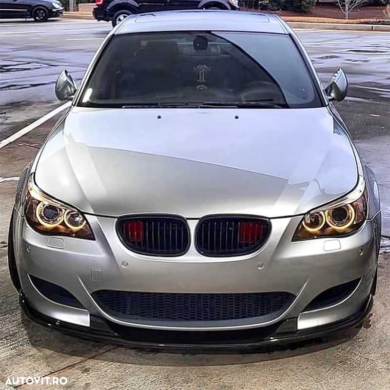 Lip Prelungire Bara Fata M BMW E60 E61 2005-2010 Extensie Negru Lucios - 8
