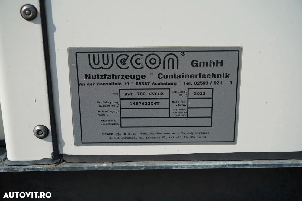 Wecon REMORCA - 7,7 M / TANDEM / SAF / 2022 - 28