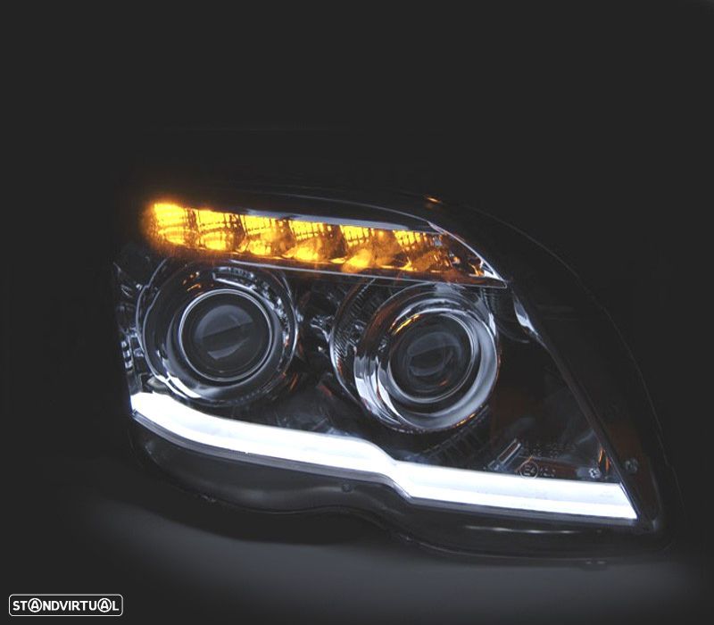 FAROIS FRONTAL PARA MERCEDES GLK X204 LUZ DIURNA FUNDO PRETO - 3