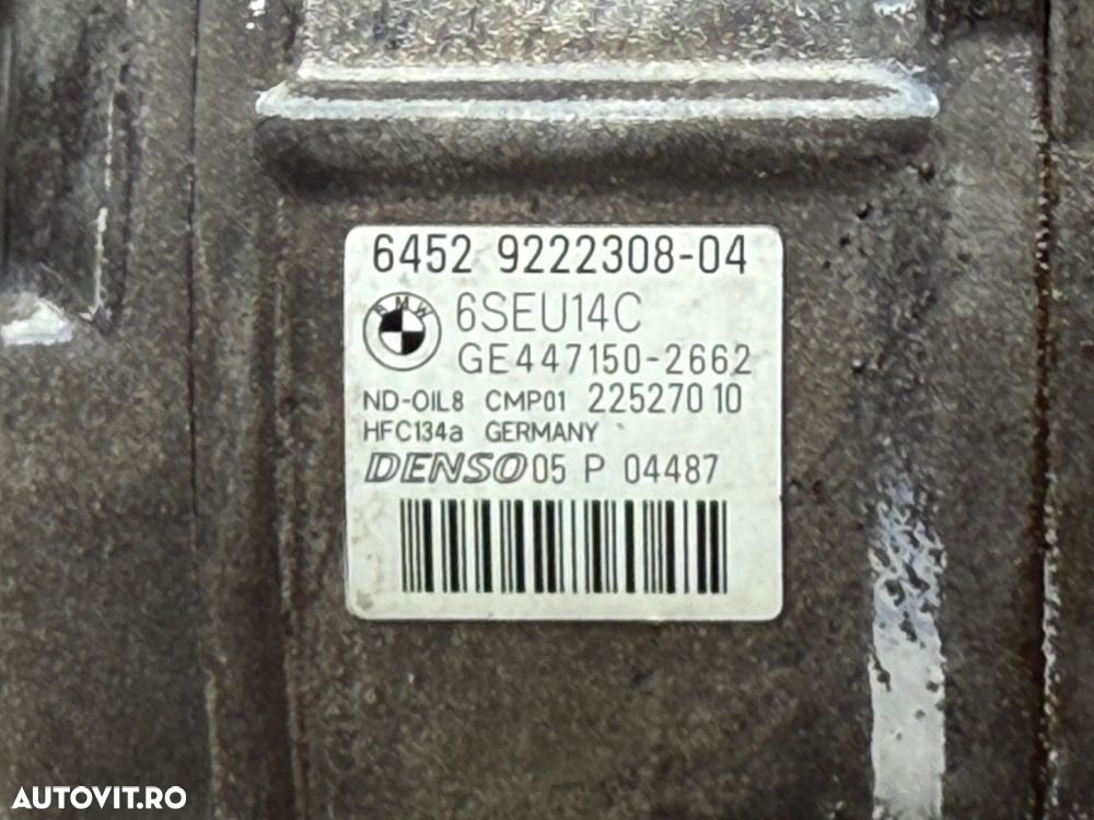 Compresor Clima / Aer Condiționat Original BMW Seria 1 (F20, F21) / Seria 3 (F30, F31) – Cod 64529222308 Ac freon 9222308-04 - 2