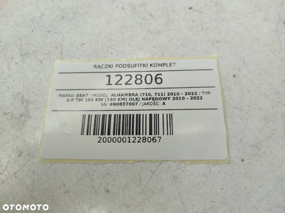 RĄCZKI PODSUFITKI KOMPLET VW SHARAN II ALHAMBRA 7N - 8