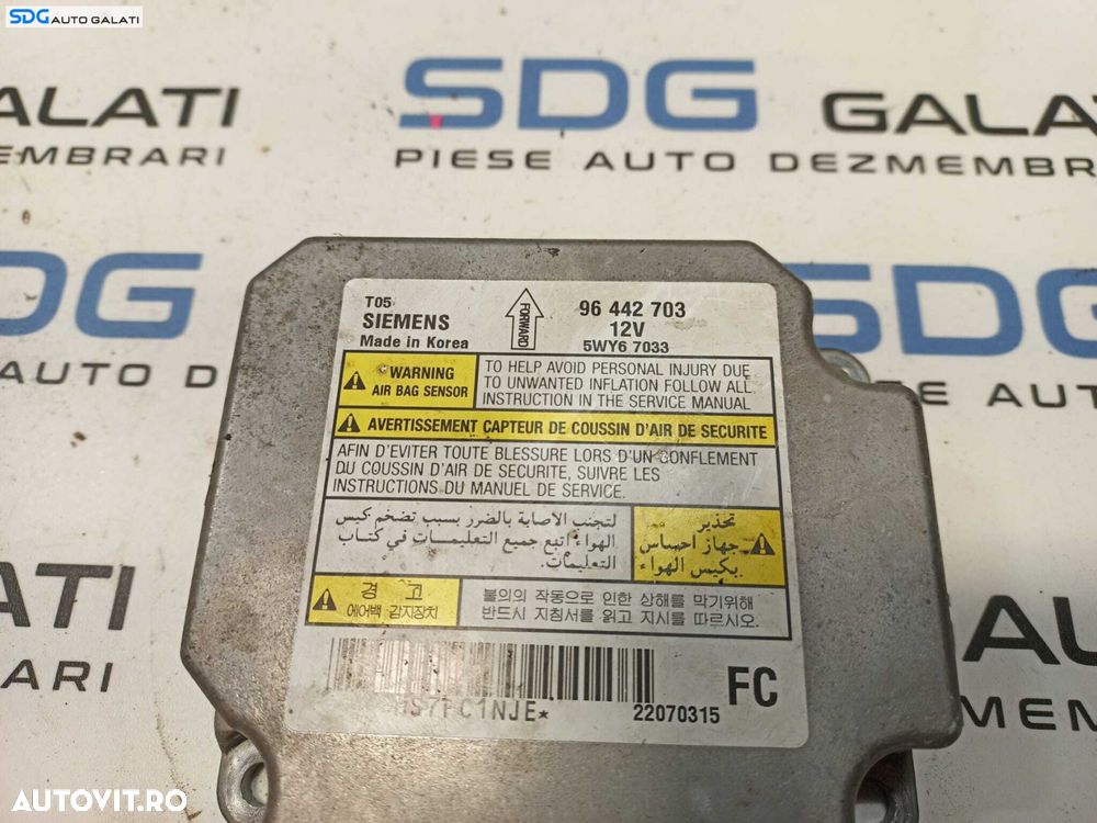 Unitate Modul Calculator Airbag Chevrolet Aveo 2003 - 2011 Cod 96442703 [L0160] - 2