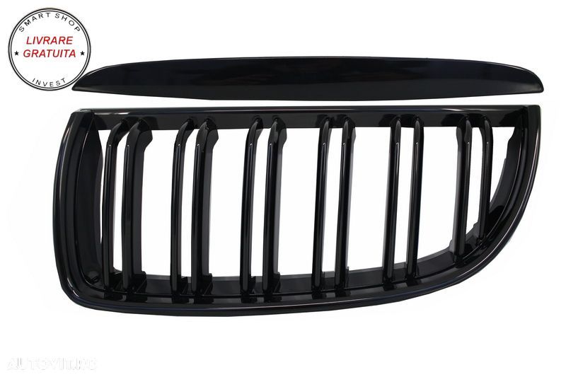Grile Centrale Duble BMW Seria 3 E90 E91 Pre-LCI (2005-2008) M-Design Negru Lucios- livrare gratuita - 3