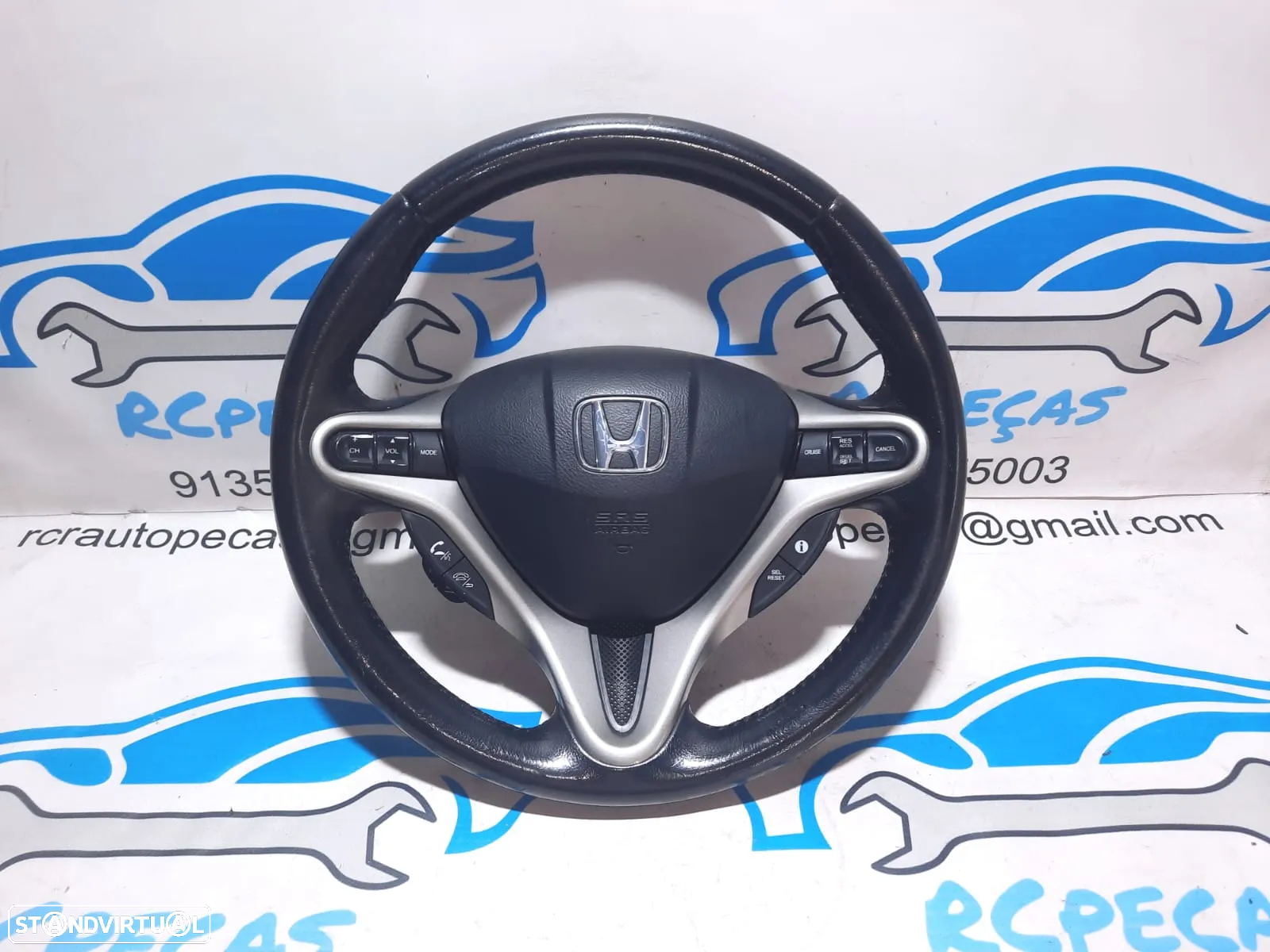 VOLANTE GUIADOR COMPLETO HONDA CIVIC VIII 8 MK8 HATCHBACK FN FK FK3 78501SMGU51ZA PELE AIRBAG - 2