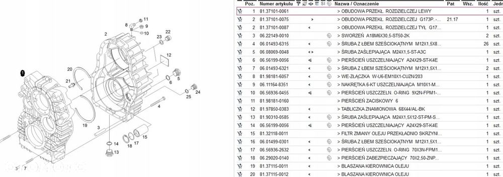 Obudowa Skrzyni Rozdzielczej Reduktora MAN TGS TGA JENZ G173P22-LN 6x6 8x6 - 1