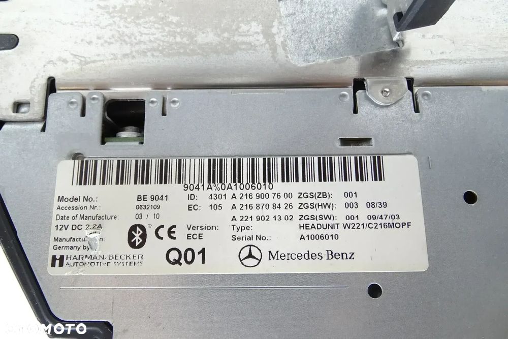 MERCEDES CL W216 C216 216 COMAND RADIO A2169007600 - 4
