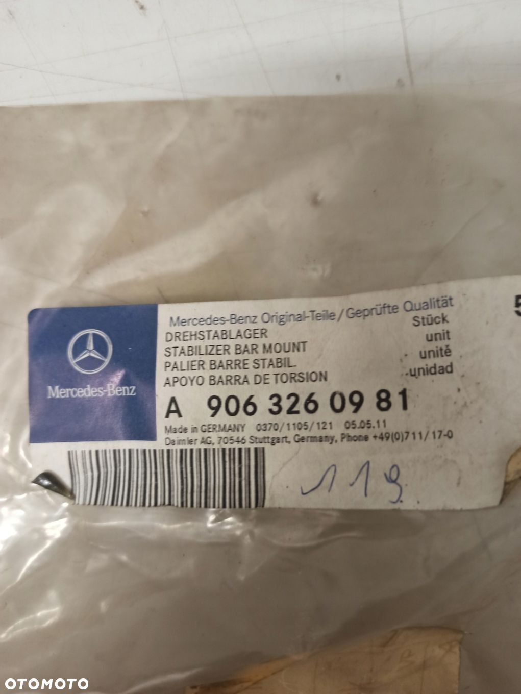 GUMA STABILIZATORA PRZÓD MERCEDES VITO SPRINTER A9063260981 ORG 2 SZT KPL - 2