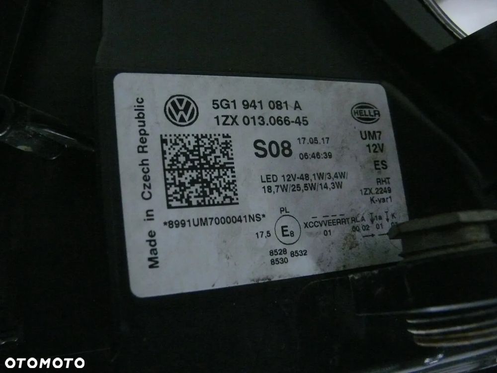 LAMPA PRZEDNIA PRAWA I LEWA VOLKSWAGEN GOLF VII 7 5G1 GTI 2017 LIFT LED FULL - 6