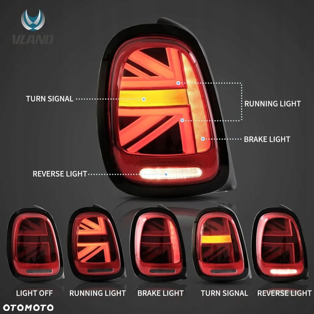 Lampy tylne kpl Vland Led Tuning Red Union Mini Cooper f55 f56 f57 2014-17 - 7