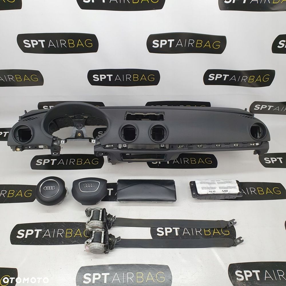 AUDI A3 8V DESKA ROZDZIELCZA KONSOLA KOKPIT PULPIT PODUSZKI AIRBAG AIR BAG PASY KIT SET - 1