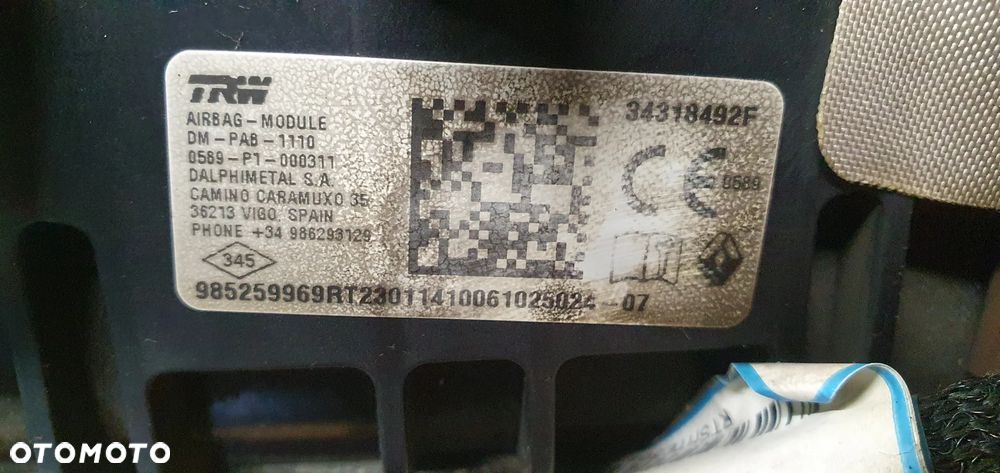 Poduszka Airbag pasażera Renault Trafic III Vivaro B 985259969R - 6