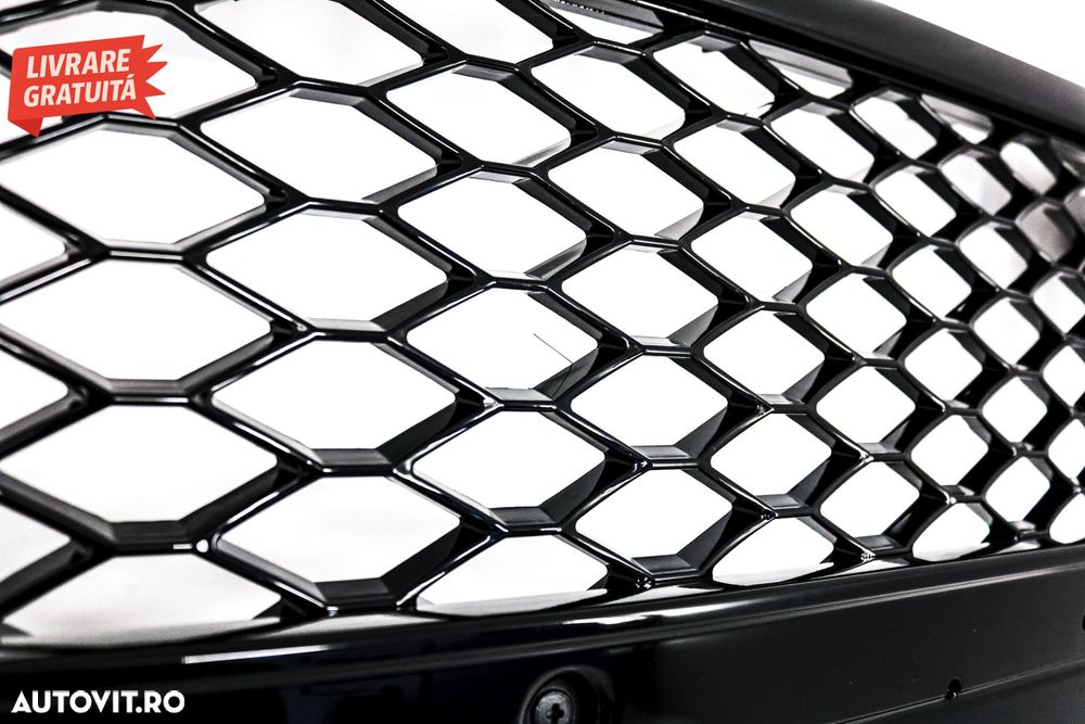 Grila Centrala Fara Emblema Audi A4 B8 (2008-2011) RS4 Design Negru Lucios- livrare gratuita - 3