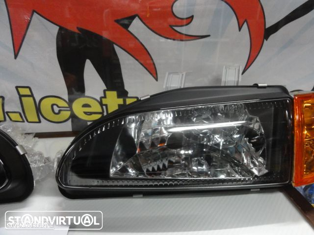 Farois frontais Honda civic 92-95 4 portas EG8, EG9, EH8, EH9 euro look  Fundo + piscas frontais - 6