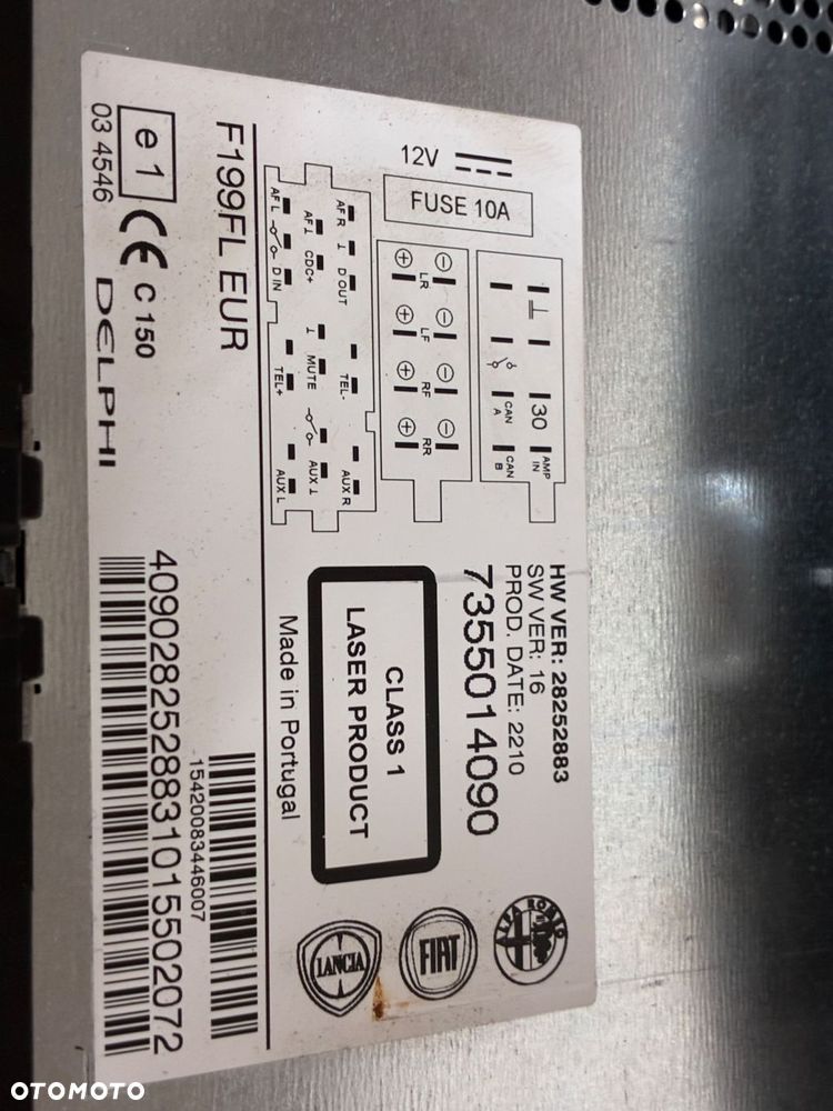 FIAT GRANDE PUNTO EVO RADIO SAMOCHODOWE 7355014090 PANEL ŚRODKOWY KOMPLET - 3