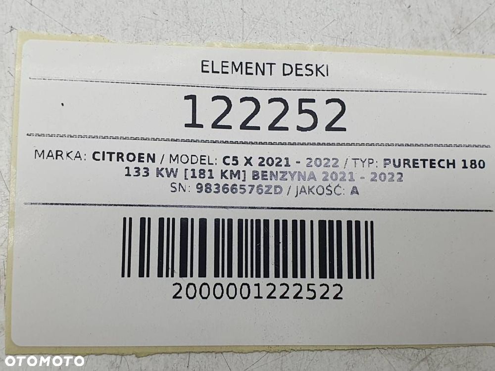 ZAŚLEPKA ELEMENT DESKI PRAWY CITROEN C5 X 98366576ZD - 6