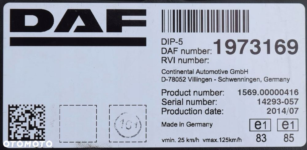 LICZNIK ZEGARY DAF XF CF 106 EURO 6 1973169 - 3