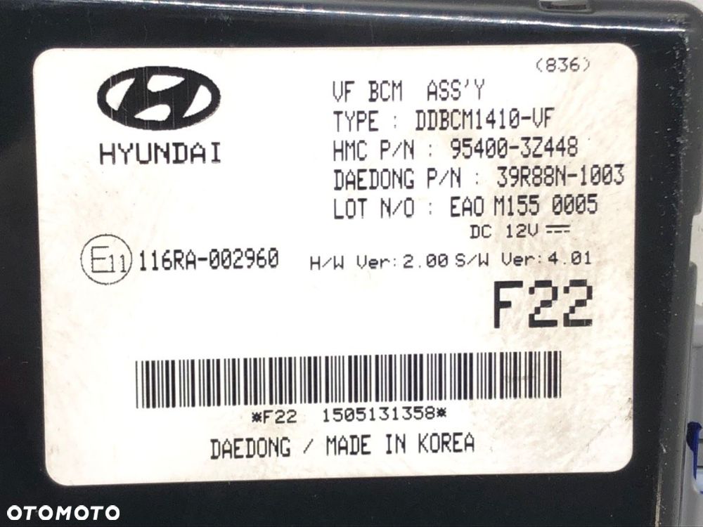 MODUŁ BCM  HYUNDAI i40 I CW (VF) 2011 - 2022 1.7 CRDi 104 kW [141 KM] olej napędowy 2015 - 2022 - 4