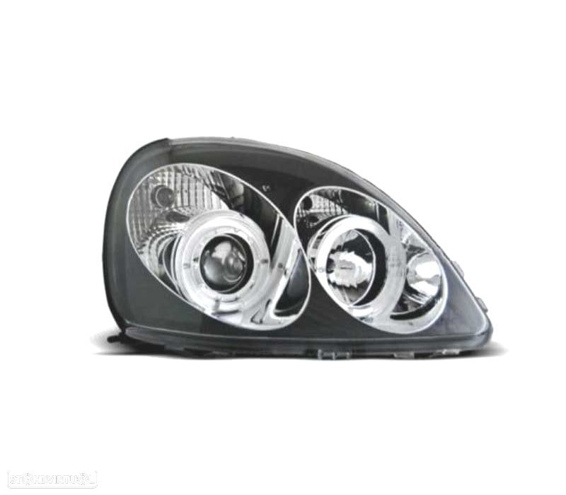 FARÓIS TOYOTA YARIS 99-03 OLHOS DE ANJO CCFL FUNDO NEGRO - 2