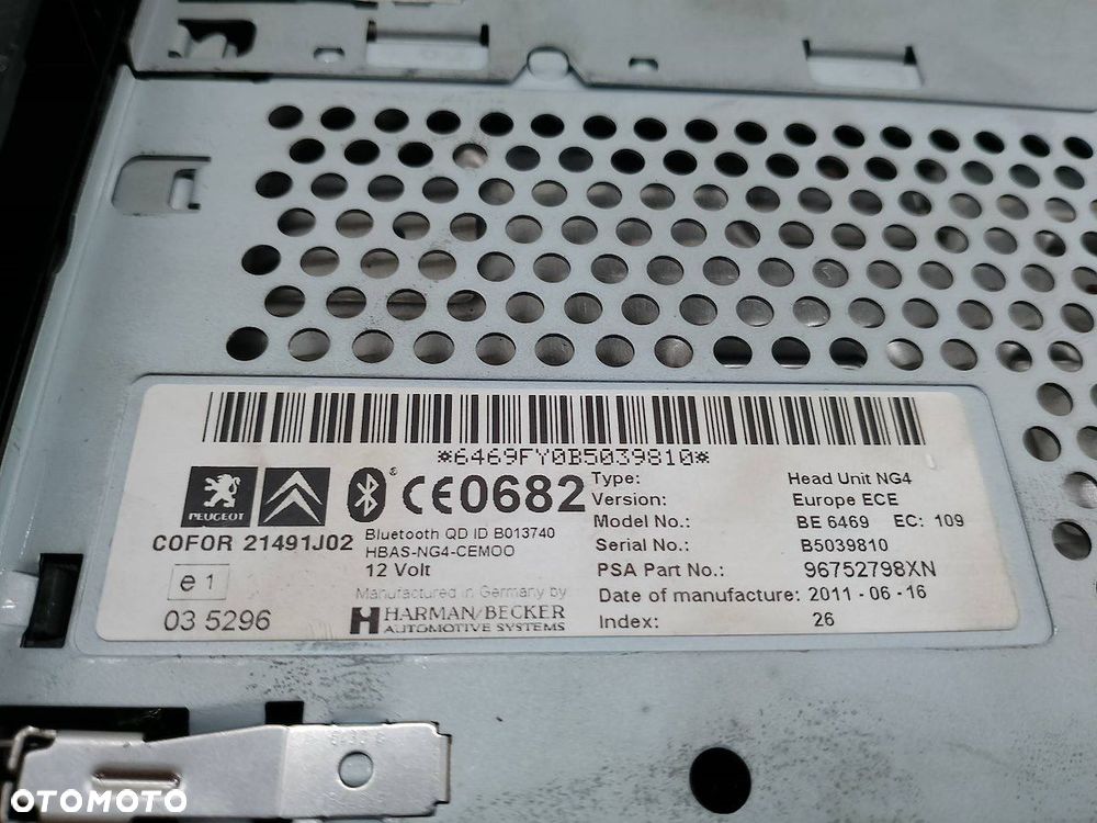 RADIO  PEUGEOT 308 SW 96752798XN  BE6469 - 8
