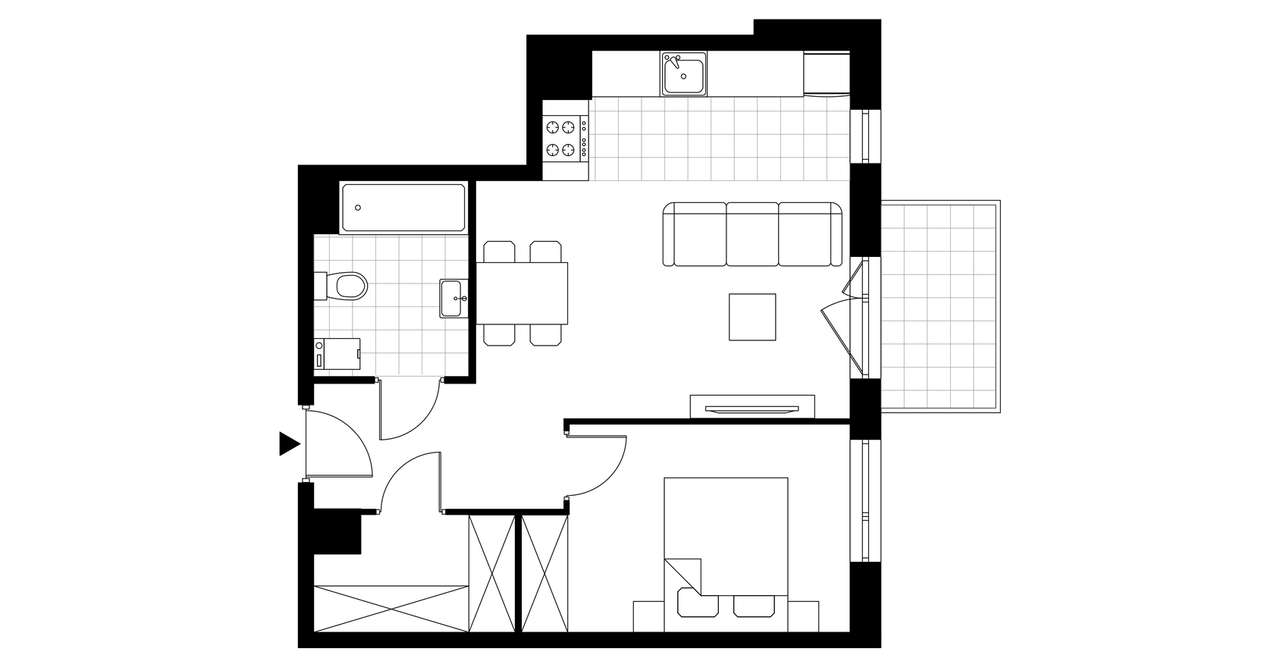 2-pokojowe mieszkanie 46m2 + balkon - Pełny obrazek: 3/14