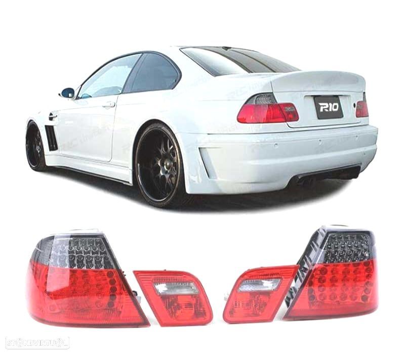 FAROLINS TRASEIROS LED BMW E46 99-03 VERMELHO ESCURECIDO - 1