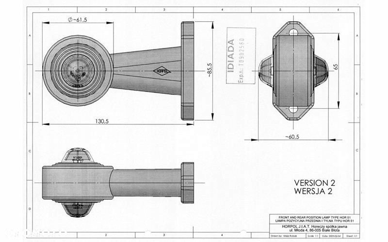 lampa obrysowa led na wysięgniku prosty 12/24v - 2