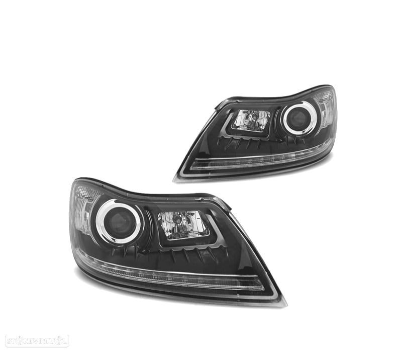 FAROIS FRONTAIS PARA SKODA OCTAVIA 08-13 LUZ DIURNA FUNDO PRETO - 1