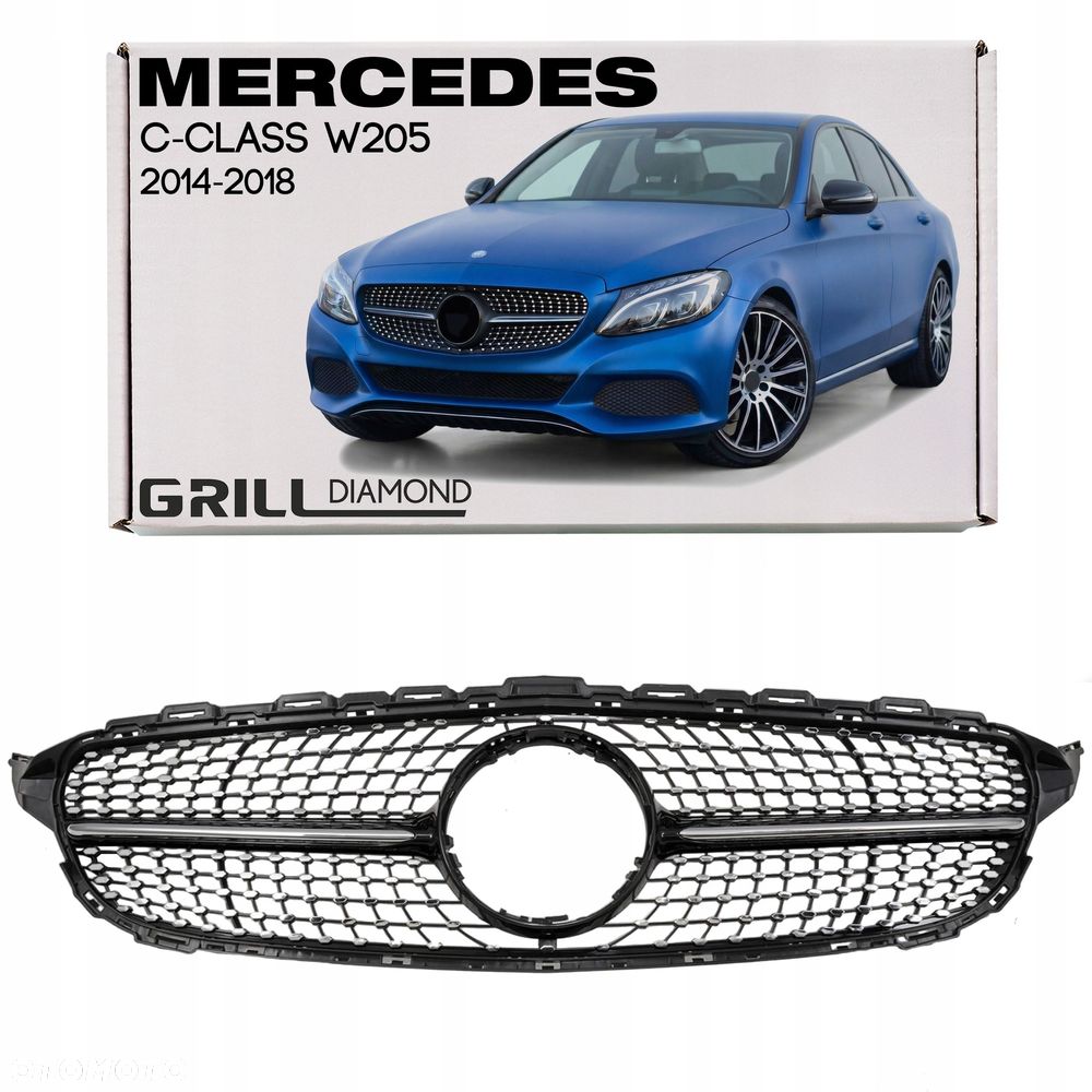 grill diamond czarny mercedes c-class w205 2014-2018 przed facelifting - 1