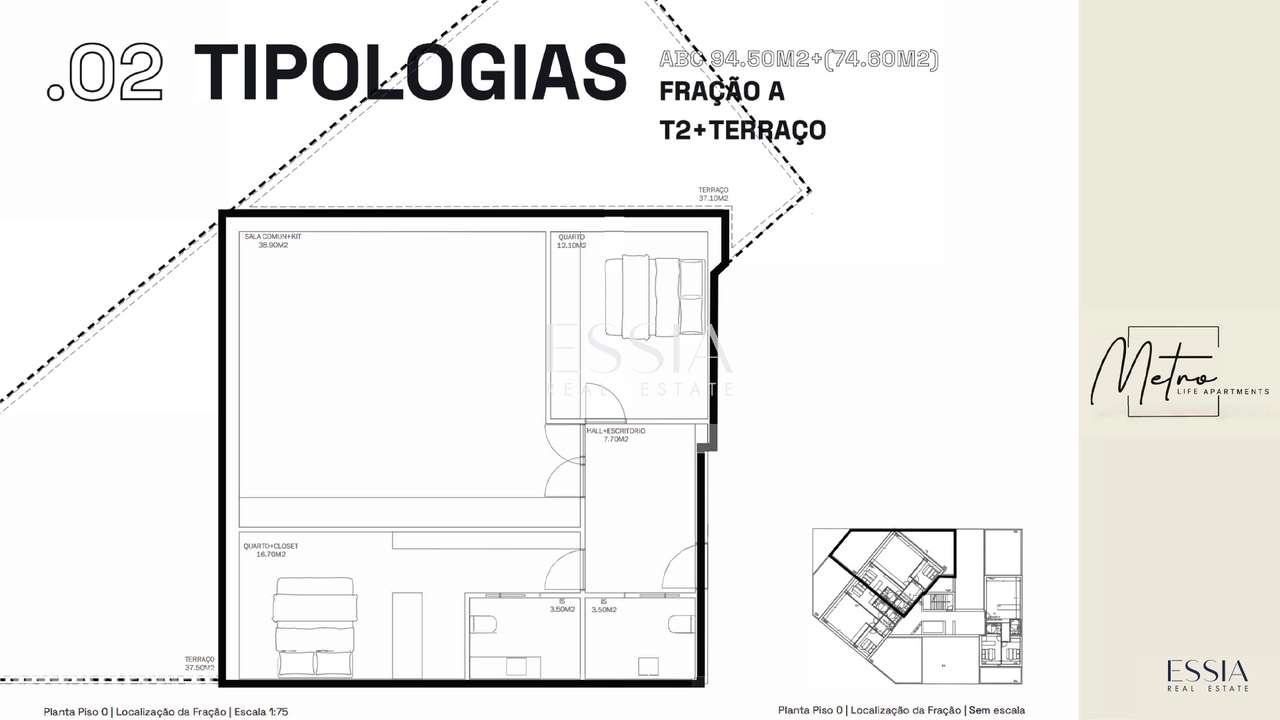Apartamento T2 com Terraço 74m² no Metro Life Apartments - Grande imagem: 4/4